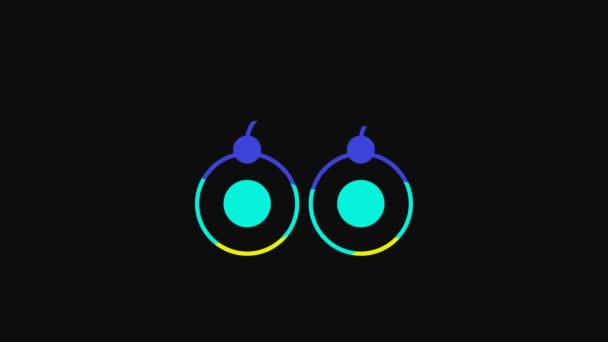 黄色耳环图标孤立在黑色背景上 珠宝配件 4K视频运动图形动画 — 图库视频影像