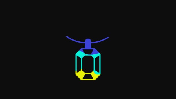 Yellow Pendant Necklace Icon Isolated Black Background Video Motion Graphic — Stock Video