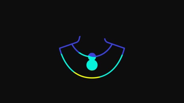 Yellow Necklace Mannequin Icon Isolated Black Background Video Motion Graphic — Vídeos de Stock
