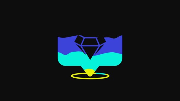 Yellow Diamond Icon Isolated Black Background Jewelry Symbol Gem Stone — ストック動画
