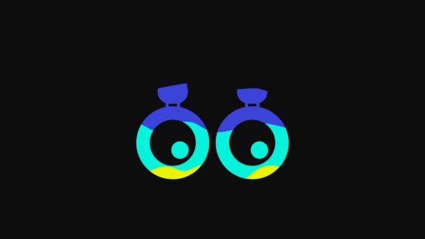 Yellow Earrings Icon Isolated Black Background Jewelry Accessories Video Motion — Video Stock
