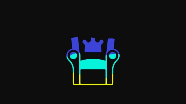 Yellow Medieval Throne Icon Isolated Black Background Video Motion Graphic — Stockvideo