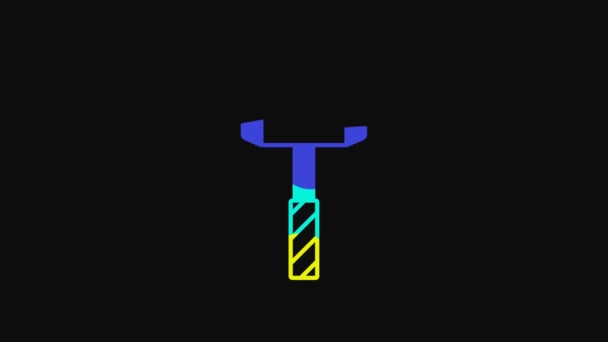 Yellow Medieval Battle Hammer Icon Isolated Black Background Video Motion — Stockvideo