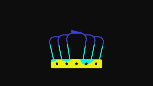 Yellow King Crown Icon Isolated Black Background Video Motion Graphic — Video
