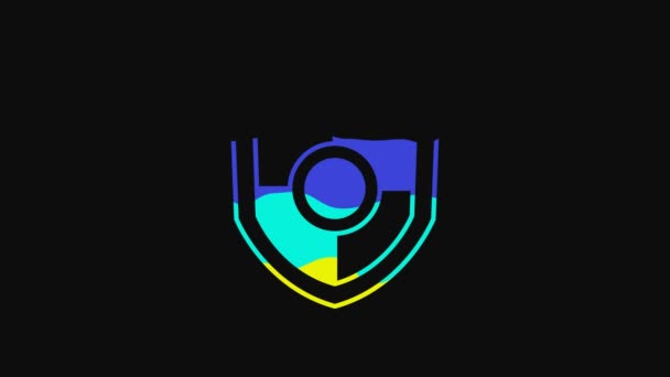 Yellow Shield Icon Isolated Black Background Guard Sign Security Safety — Wideo stockowe