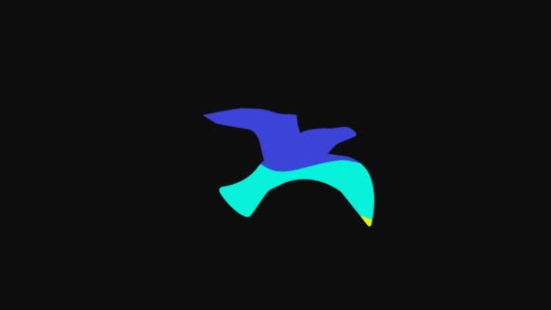 Icono Gaviota Pájaro Amarillo Aislado Sobre Fondo Negro Animación Gráfica — Vídeos de Stock