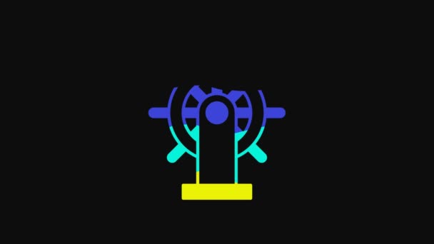 Yellow Ship Steering Wheel Icon Isolated Black Background Video Motion — Vídeos de Stock