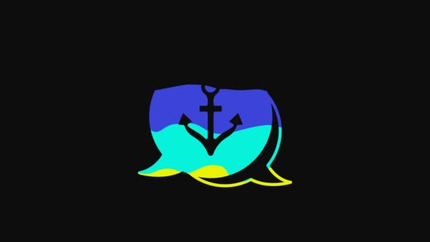 Yellow Anchor Icon Isolated Black Background Video Motion Graphic Animation — ストック動画