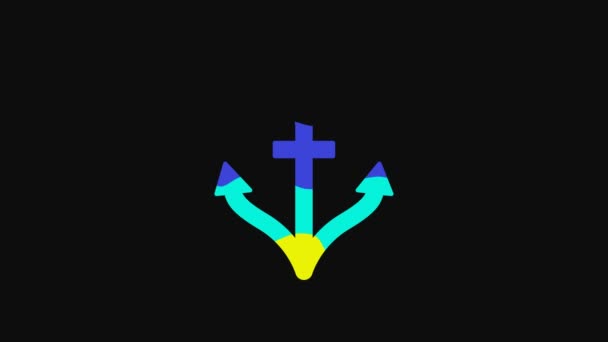 Yellow Anchor Icon Isolated Black Background Video Motion Graphic Animation — Stockvideo