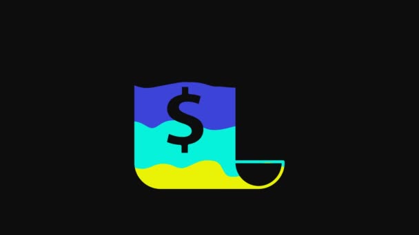 Желтый Бумажный Чек Значок Финансового Чека Выделены Черном Фоне Чек — стоковое видео