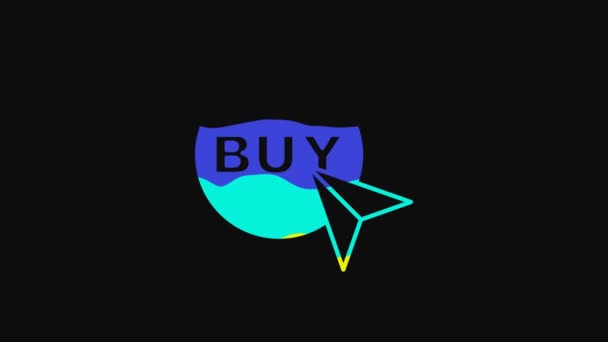 Yellow Buy Button Icon Isolated Black Background Video Motion Graphic — 图库视频影像