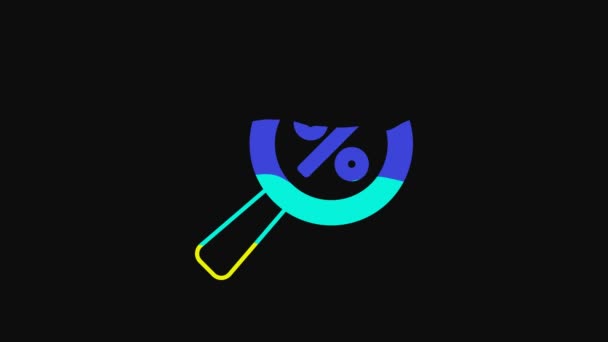 Yellow Magnifying Glass Percent Discount Icon Isolated Black Background Discount — 비디오