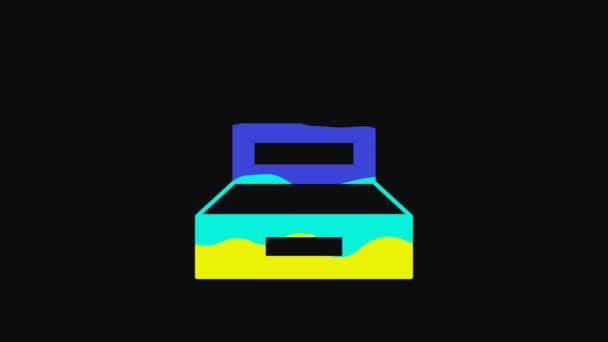 Gelber Kassenautomat Mit Einem Kontrollsymbol Auf Schwarzem Hintergrund Kassenzeichen Kassensymbol — Stockvideo