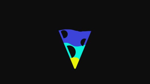 Bucată Galbenă Pictogramă Pizza Izolată Fundal Negru Meniu Fast Food — Videoclip de stoc
