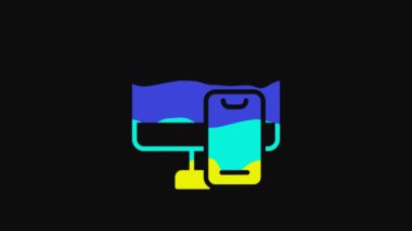 Yellow Online ordering and fast food delivery icon isolated on black background. 4K Video motion graphic animation.