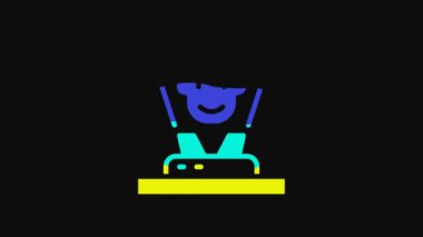 Yellow Hologram icon isolated on black background. Global communication technology. 4K Video motion graphic animation.