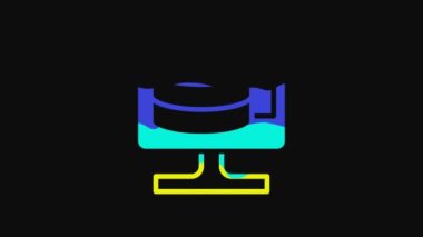 Yellow Cloud database icon isolated on black background. Cloud computing concept. Digital service or app with data transferring. 4K Video motion graphic animation.