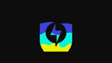 Yellow Energy drink icon isolated on black background. 4K Video motion graphic animation.