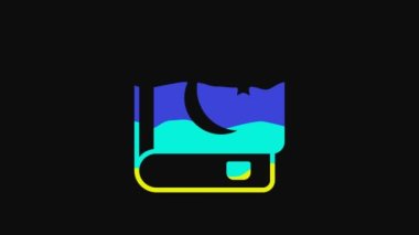 Yellow Holy book of Koran icon isolated on black background. Muslim holiday, Eid Mubarak, Eid al-fitr, Ramadan Kareem. 4K Video motion graphic animation.