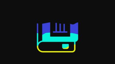 Yellow Book icon isolated on black background. Third volume. 4K Video motion graphic animation.