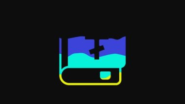 Yellow Holy bible book icon isolated on black background. 4K Video motion graphic animation.