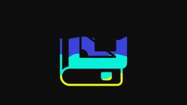 Yellow Book about geometry icon isolated on black background. 4K Video motion graphic animation.