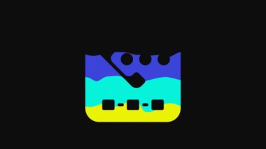 Sarı Taksi çağrı servisi simgesi siyah arkaplanda izole edildi. Akıllı telefon taksisi. 4K Video hareketli grafik canlandırması.