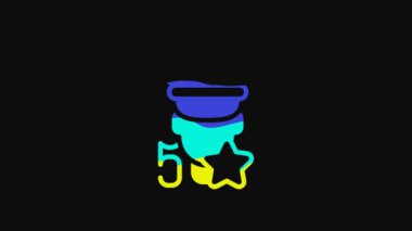 Yellow Taxi service rating icon isolated on black background. 4K Video motion graphic animation.