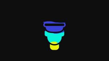 Yellow Taxi driver icon isolated on black background. 4K Video motion graphic animation.