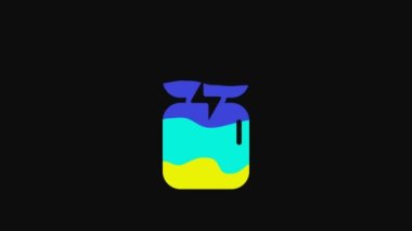 Yellow Refrigerator icon isolated on black background. Fridge freezer refrigerator. Household tech and appliances. 4K Video motion graphic animation.