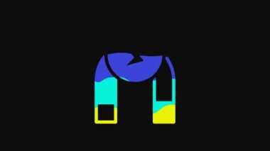Yellow Magnet icon isolated on black background. Horseshoe magnet, magnetism, magnetize, attraction. 4K Video motion graphic animation.