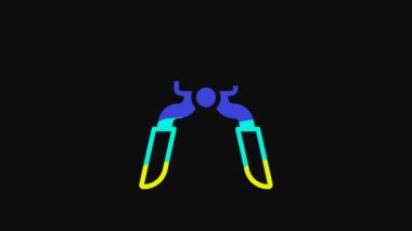Yellow Pliers tool icon isolated on black background. Pliers work industry mechanical plumbing tool. 4K Video motion graphic animation.