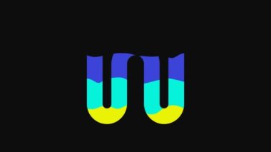 Yellow Electric cable icon isolated on black background. Electrical wire. 4K Video motion graphic animation.