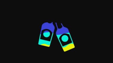 Yellow Beer bottle icon isolated on black background. 4K Video motion graphic animation.