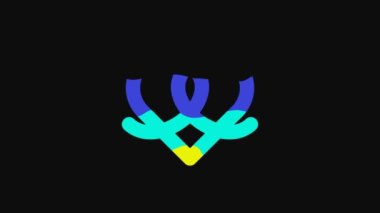 Yellow Pretzel icon isolated on black background. German comfort food pastry. Oktoberfest festival. 4K Video motion graphic animation.