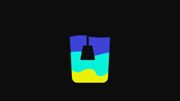 Yellow Cup Tea Icon Isolated Black Background Video Motion Graphic — Stock videók