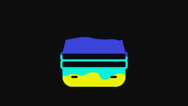 Yellow Lunch Box Icon Isolated Black Background Video Motion Graphic — ストック動画