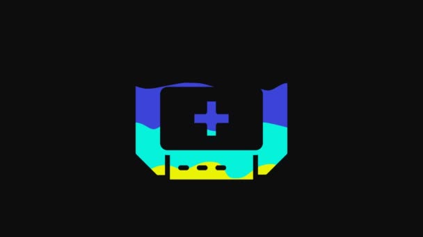 Yellow First Aid Kit Icon Isolated Black Background Medical Box — Stok Video