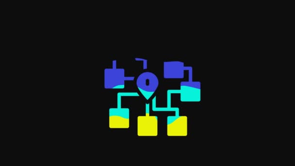 Yellow Neural Network Icon Isolated Black Background Artificial Intelligence Video — Vídeo de stock