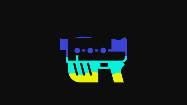 Yellow Futuristic Space Gun Blaster Icon Isolated Black Background Laser — Wideo stockowe