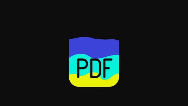 Yellow Pdf File Document Download Pdf Button Icon Isolated Black — Stok video