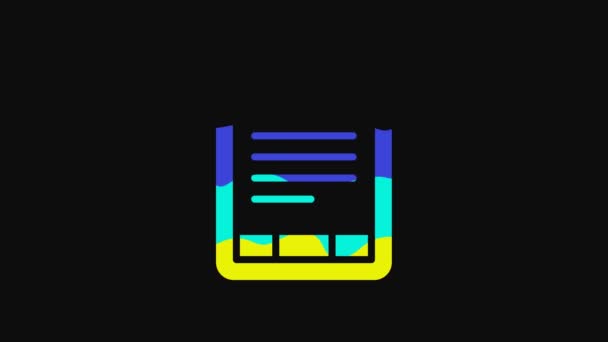 Yellow Book Reader Icon Isolated Black Background Video Motion Graphic — Stockvideo