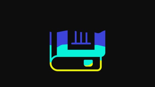 Yellow Book Icon Isolated Black Background Third Volume Video Motion — Video