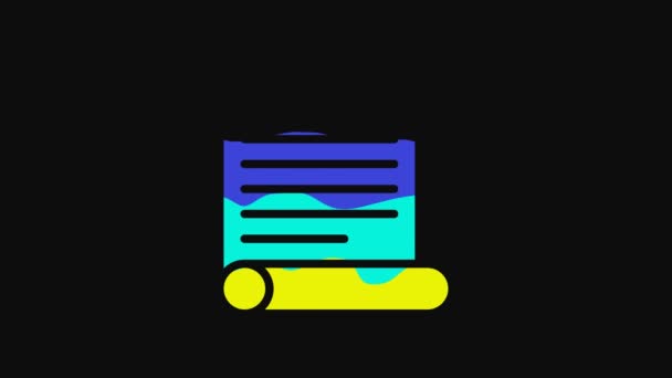 Yellow Decree Paper Parchment Scroll Icon Icon Isolated Black Background — Vídeos de Stock