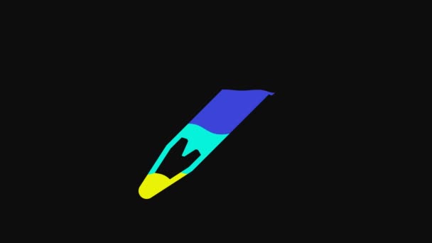 Yellow Pencil Eraser Icon Isolated Black Background Drawing Educational Tools — 图库视频影像