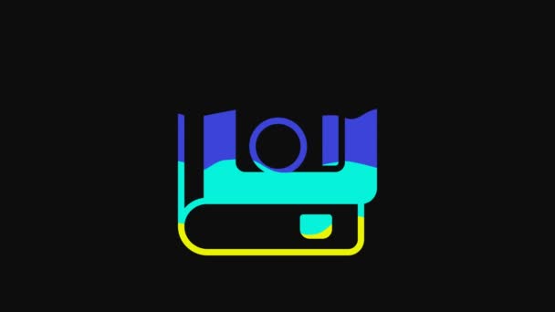 Yellow Photo Album Gallery Icon Isolated Black Background Video Motion — Wideo stockowe