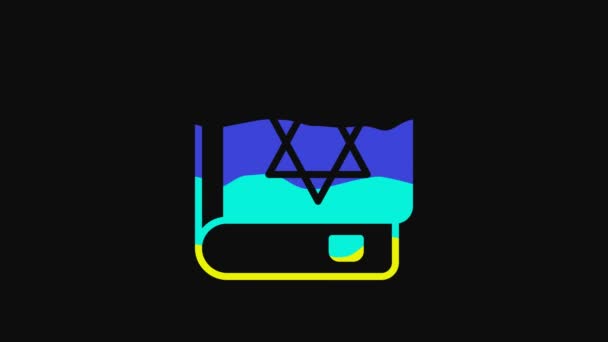 Yellow Jewish Torah Book Icon Isolated Black Background Cover Bible — 비디오