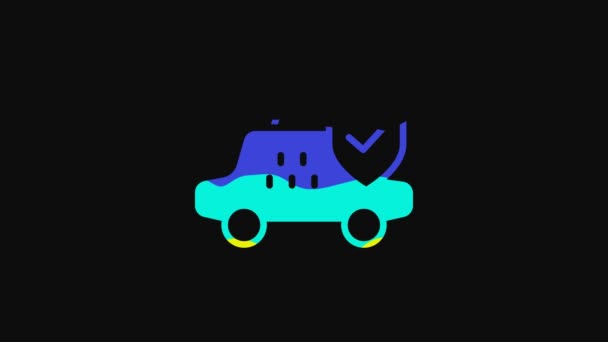 Yellow Taxi Car Insurance Icon Isolated Black Background Video Motion — Vídeo de Stock