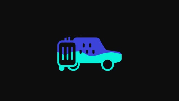 Yellow Taxi Car Icon Isolated Black Background Video Motion Graphic — Stockvideo