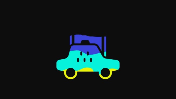 Yellow Taxi Mobile App Icon Isolated Black Background Mobile Application — Stock Video